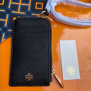 Tory Burch Emerson Saffiano Lanyard ID Black